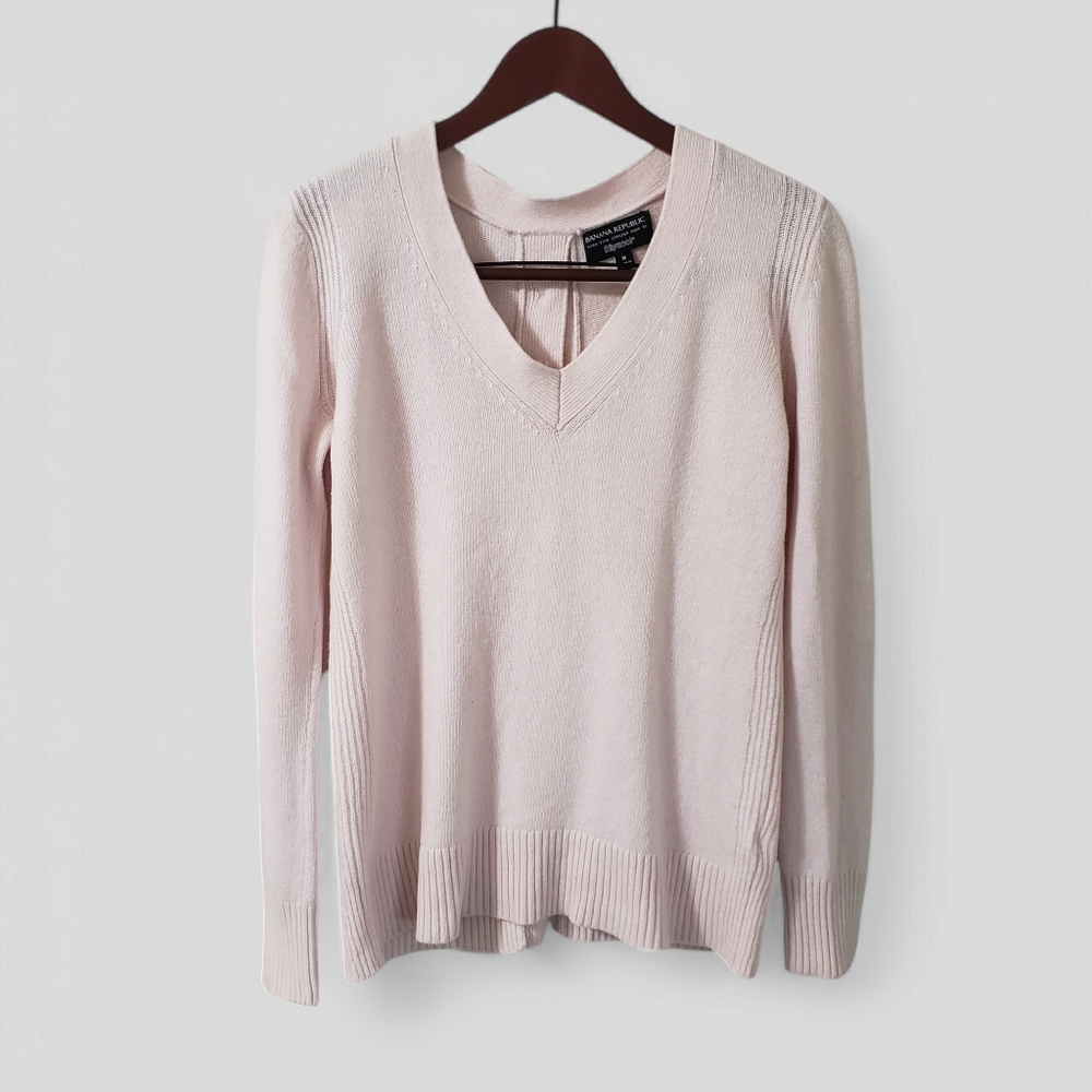 Banana Republic Womens Filpucci Button Back Sweater Medium Pink Wool Cashmere - Picture 2 of 13